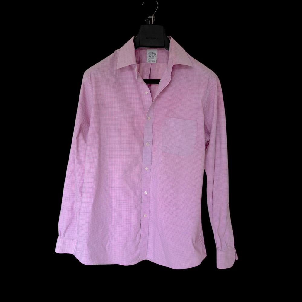 Brooks Brothers Regent Fit Pink Tattersall Non-Iron Supima Cotton Shirt 16-35